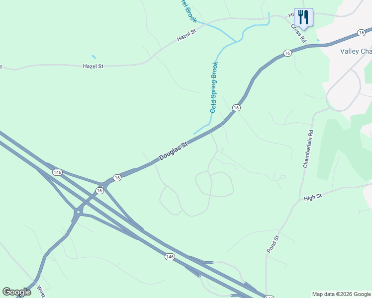 map of restaurants, bars, coffee shops, grocery stores, and more near 422 Massachusetts 16 in Uxbridge