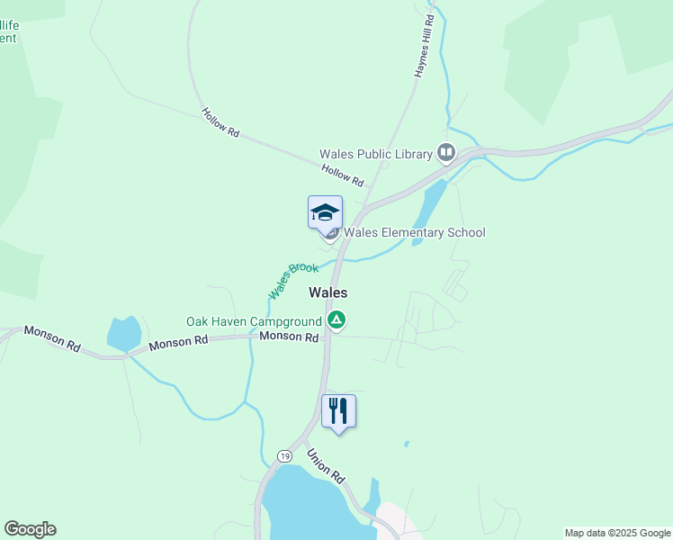 map of restaurants, bars, coffee shops, grocery stores, and more near 41 Main Street in Wales