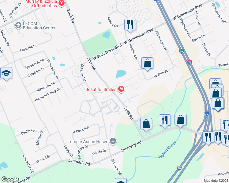 map of restaurants, bars, coffee shops, grocery stores, and more near in Erie County