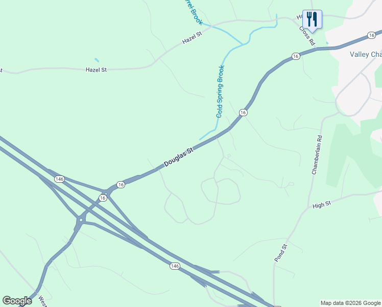 map of restaurants, bars, coffee shops, grocery stores, and more near 422 Massachusetts 16 in Uxbridge