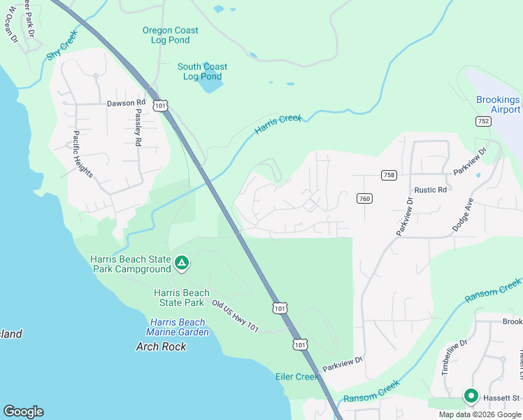 map of restaurants, bars, coffee shops, grocery stores, and more near 1712 Arch Lane in Brookings