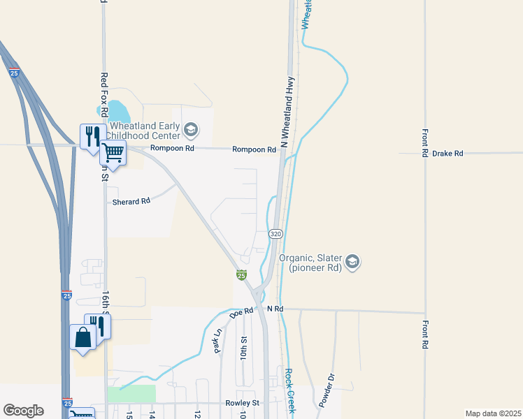 map of restaurants, bars, coffee shops, grocery stores, and more near 2634-2662 Fertig Drive in Wheatland