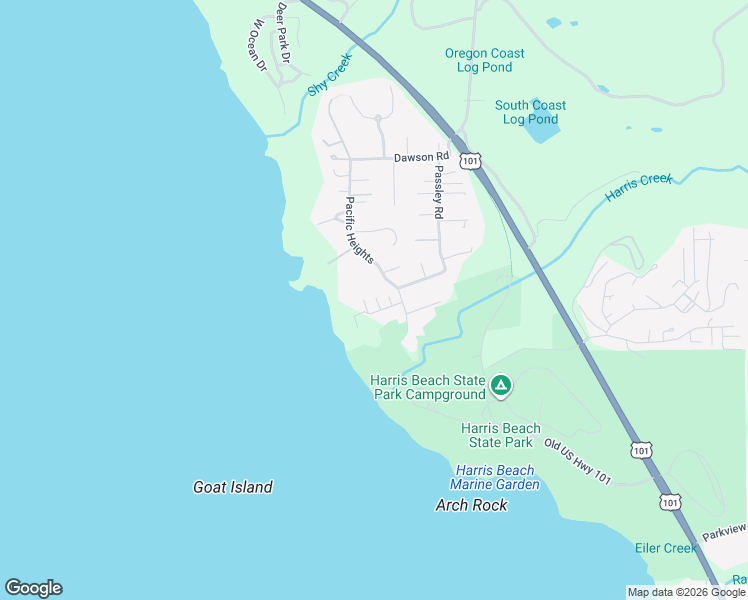 map of restaurants, bars, coffee shops, grocery stores, and more near 96448 Shorewood Terrace in Brookings