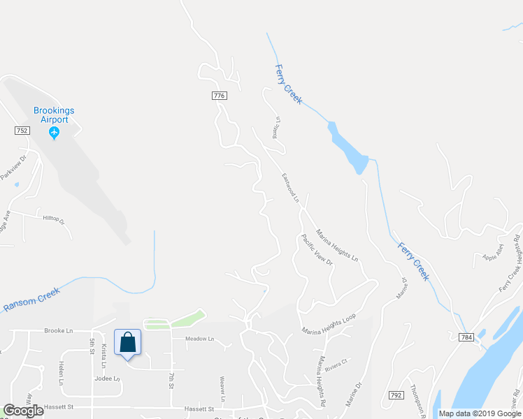 map of restaurants, bars, coffee shops, grocery stores, and more near 16988 Old County Road in Brookings