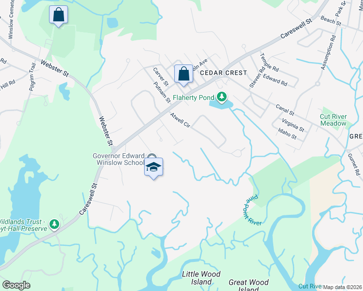 map of restaurants, bars, coffee shops, grocery stores, and more near 36 Jayna Way in Marshfield