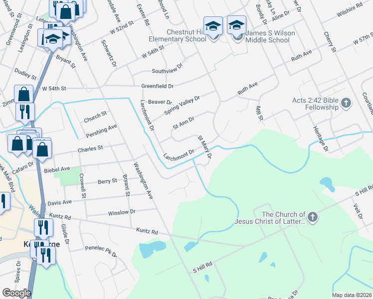 map of restaurants, bars, coffee shops, grocery stores, and more near 1232 Mission Drive in Erie