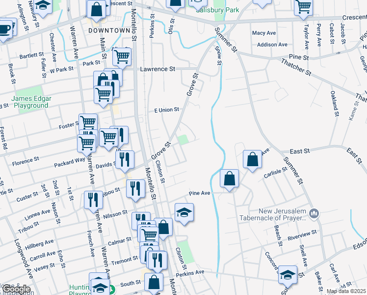 map of restaurants, bars, coffee shops, grocery stores, and more near 32 Spring Avenue in Brockton