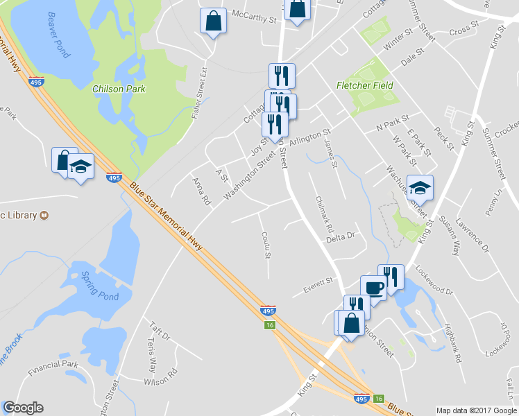 map of restaurants, bars, coffee shops, grocery stores, and more near 35 Cleveland Avenue in Franklin
