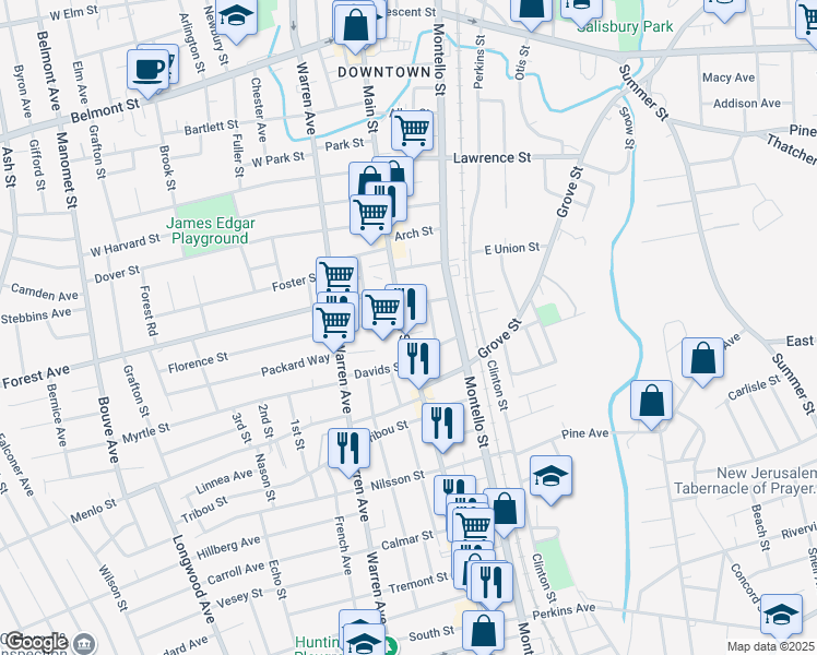 map of restaurants, bars, coffee shops, grocery stores, and more near 660 Main Street in Brockton