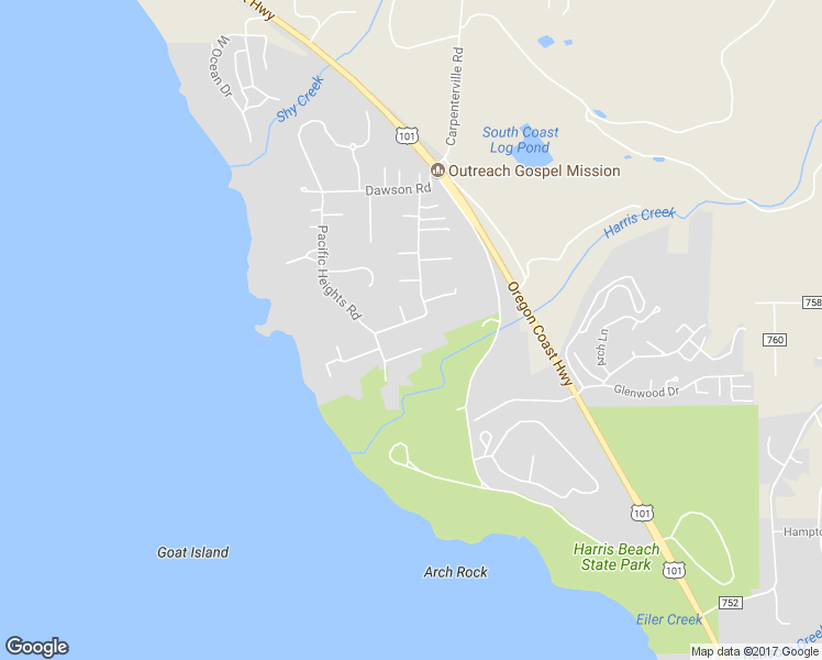 map of restaurants, bars, coffee shops, grocery stores, and more near 96506 Ocean Park Court in Brookings