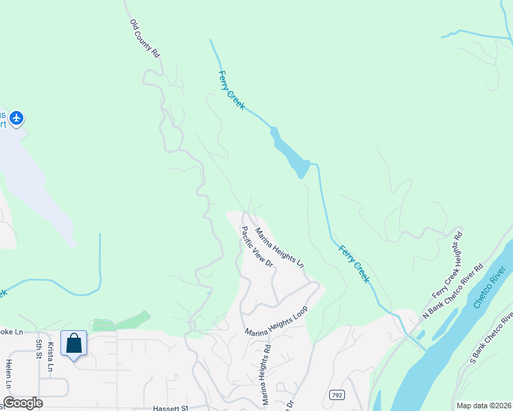 map of restaurants, bars, coffee shops, grocery stores, and more near 17105 Eastwood Lane in Brookings