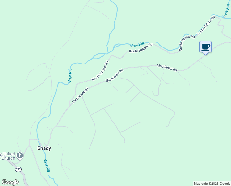 map of restaurants, bars, coffee shops, grocery stores, and more near 170 Macdaniel Road in Shady