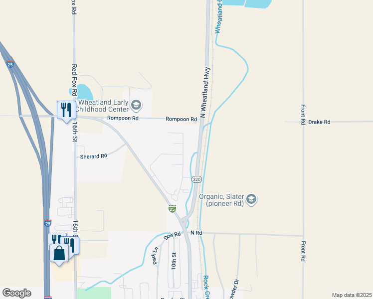 map of restaurants, bars, coffee shops, grocery stores, and more near 2634-2662 Fertig Drive in Wheatland