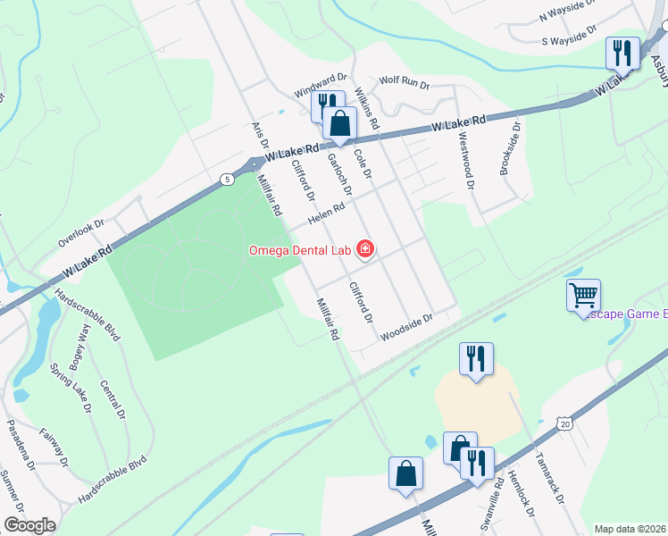 map of restaurants, bars, coffee shops, grocery stores, and more near 1761 Millfair Rd in Erie