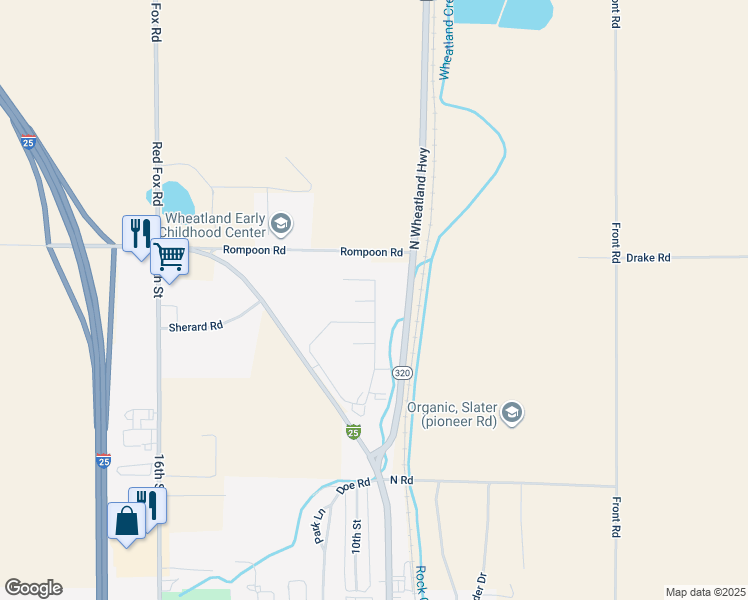 map of restaurants, bars, coffee shops, grocery stores, and more near 2662 Fertig Dr in Wheatland