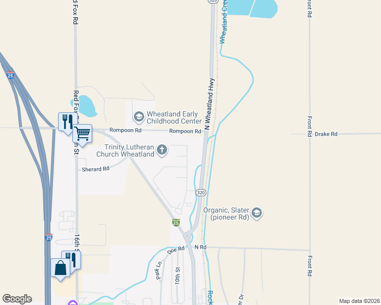 map of restaurants, bars, coffee shops, grocery stores, and more near 949 Poplar Street in Wheatland