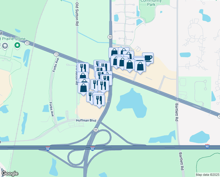 map of restaurants, bars, coffee shops, grocery stores, and more near 2634 N Sutton Rd in Hoffman Estates