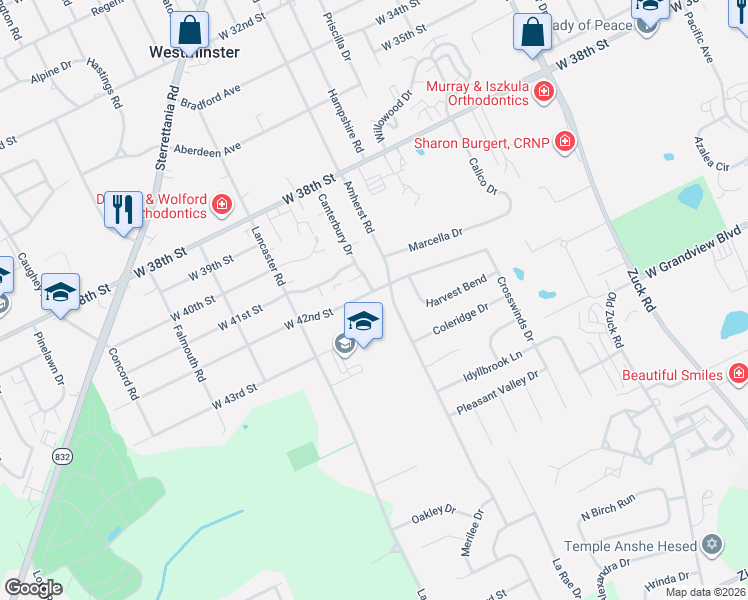 map of restaurants, bars, coffee shops, grocery stores, and more near 3110 West 42nd Street in Erie