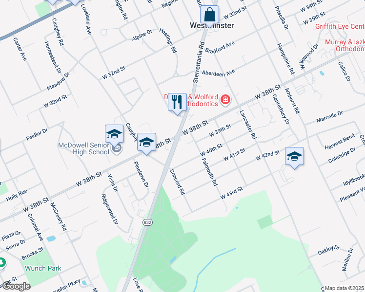 map of restaurants, bars, coffee shops, grocery stores, and more near in Erie County