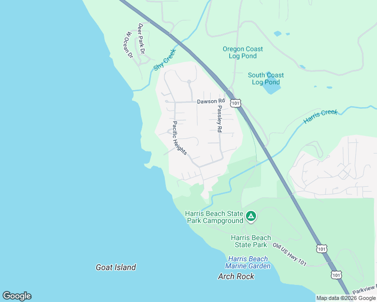 map of restaurants, bars, coffee shops, grocery stores, and more near 96361 Dawson Road in Brookings