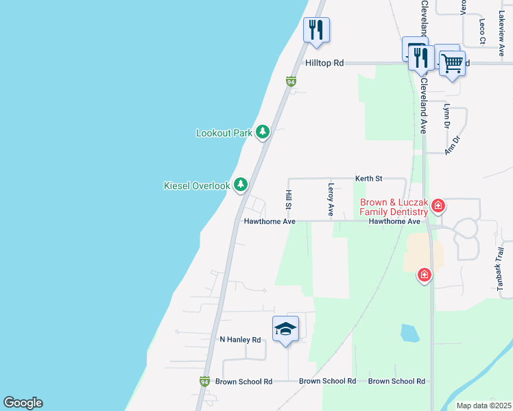 map of restaurants, bars, coffee shops, grocery stores, and more near 3431-3499 Lakeshore Drive in Saint Joseph