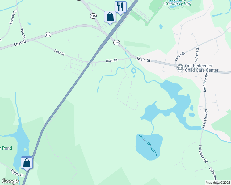 map of restaurants, bars, coffee shops, grocery stores, and more near 244 Main Street in Foxborough