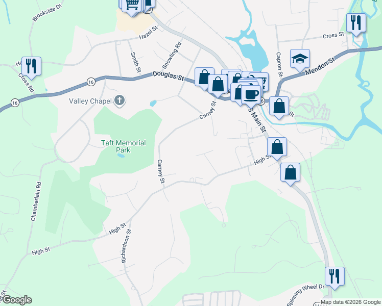 map of restaurants, bars, coffee shops, grocery stores, and more near 4 Peter Street in Uxbridge