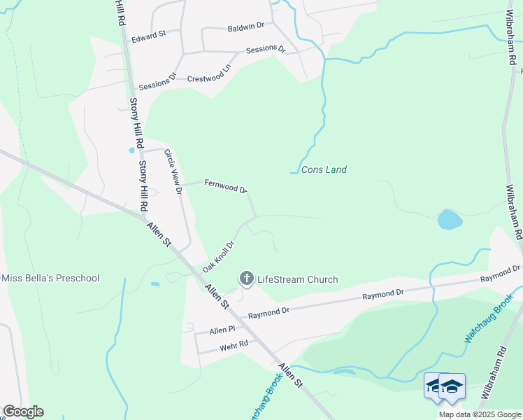 map of restaurants, bars, coffee shops, grocery stores, and more near 57 Oak Knoll Drive in Hampden