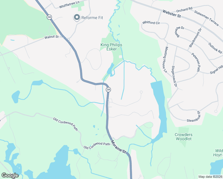 map of restaurants, bars, coffee shops, grocery stores, and more near 236 Moraine Street in Marshfield