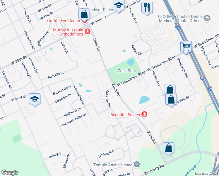 map of restaurants, bars, coffee shops, grocery stores, and more near in Erie County
