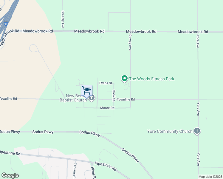 map of restaurants, bars, coffee shops, grocery stores, and more near 2448 Cook Street in Benton Harbor