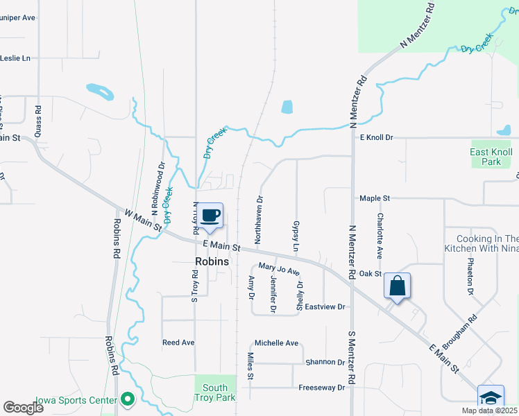 map of restaurants, bars, coffee shops, grocery stores, and more near in Robins