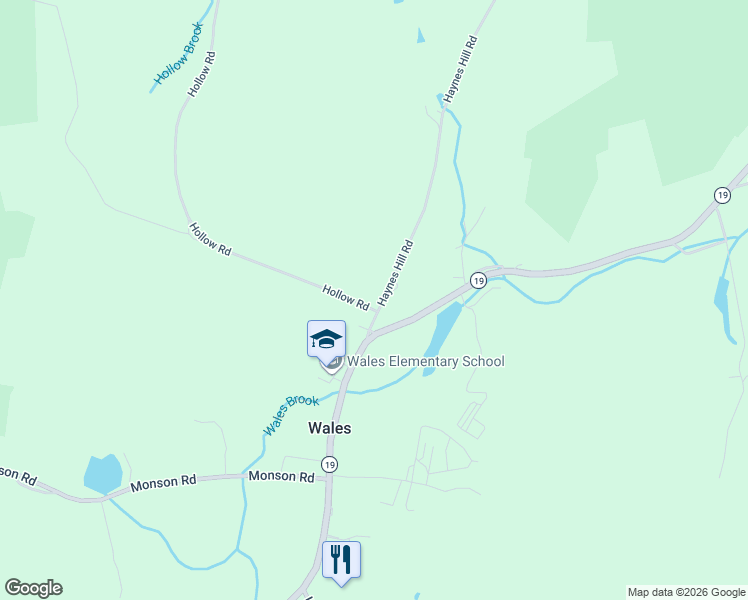 map of restaurants, bars, coffee shops, grocery stores, and more near 3 Hollow Road in Wales