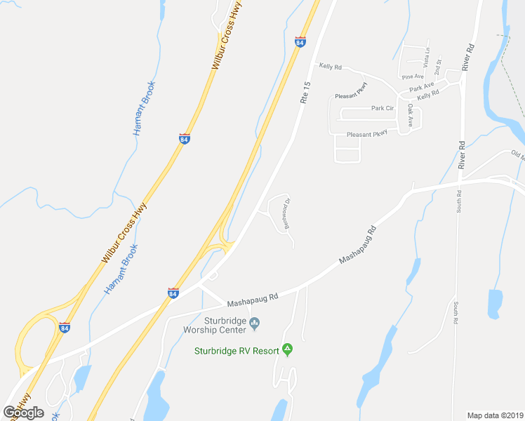 map of restaurants, bars, coffee shops, grocery stores, and more near 46 Bentwood Drive in Sturbridge