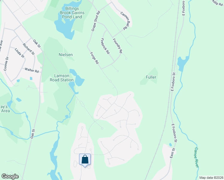 map of restaurants, bars, coffee shops, grocery stores, and more near 6 Bradshaw Lane in Foxborough