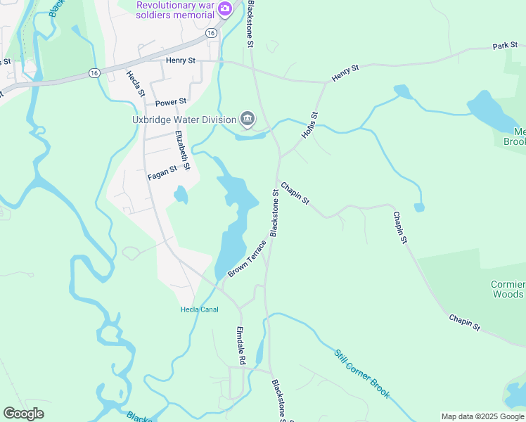 map of restaurants, bars, coffee shops, grocery stores, and more near 181 Blackstone Street in Uxbridge