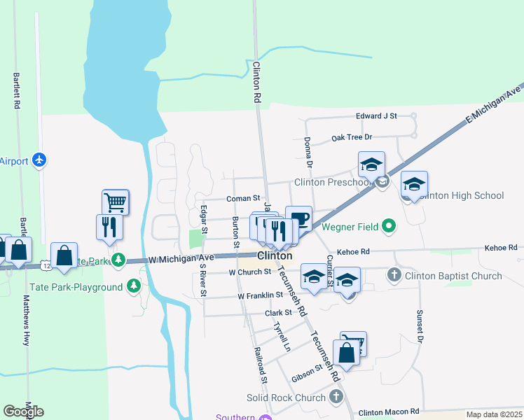 map of restaurants, bars, coffee shops, grocery stores, and more near 113 Litchfield Street in Clinton