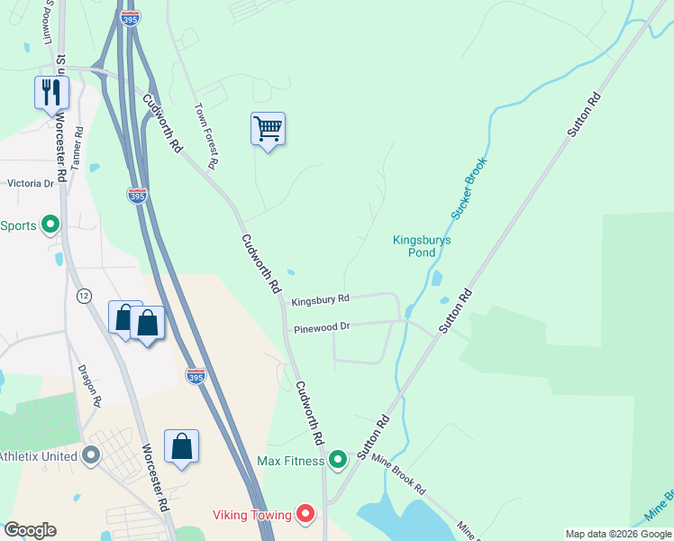 map of restaurants, bars, coffee shops, grocery stores, and more near 3 Oakwood Drive in Webster