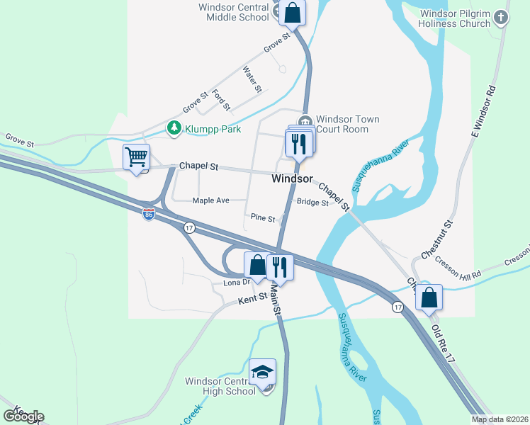 map of restaurants, bars, coffee shops, grocery stores, and more near 74 Chapel St in Windsor