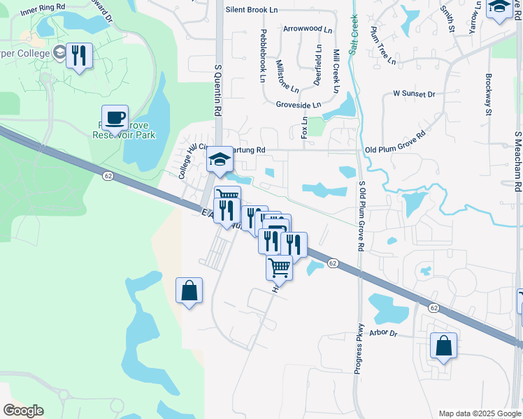 map of restaurants, bars, coffee shops, grocery stores, and more near 807 Blaine Court in Schaumburg