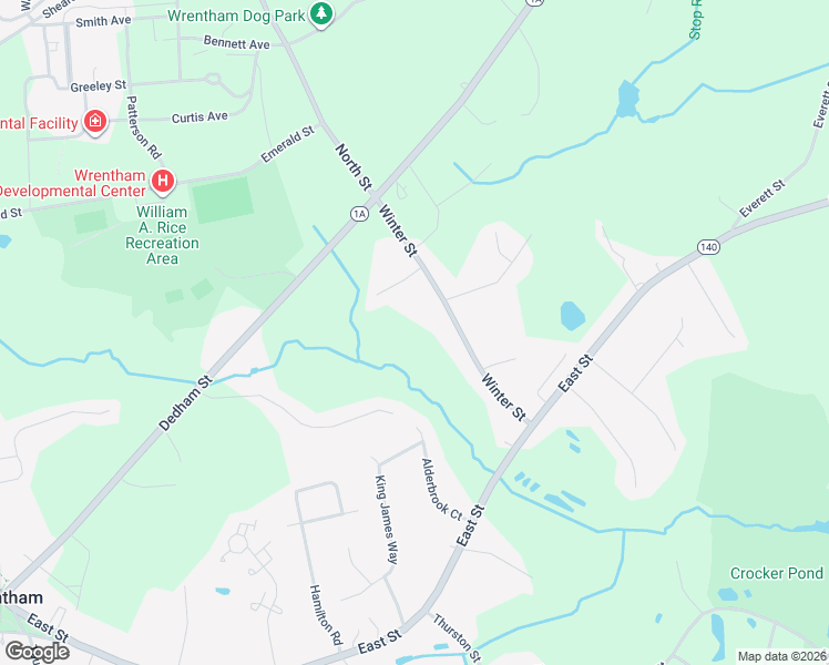 map of restaurants, bars, coffee shops, grocery stores, and more near 113 Winter Street in Wrentham