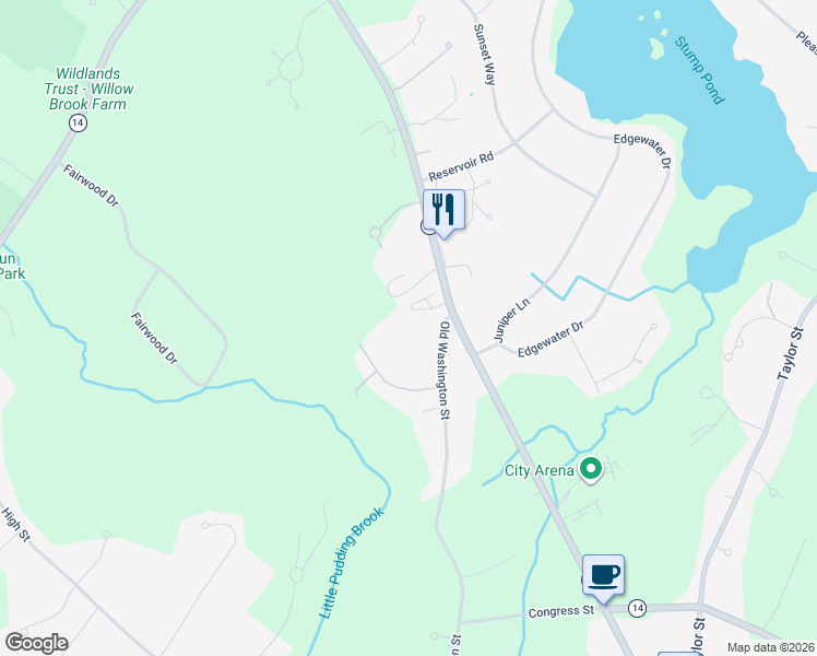 map of restaurants, bars, coffee shops, grocery stores, and more near 599 Washington Street in Pembroke