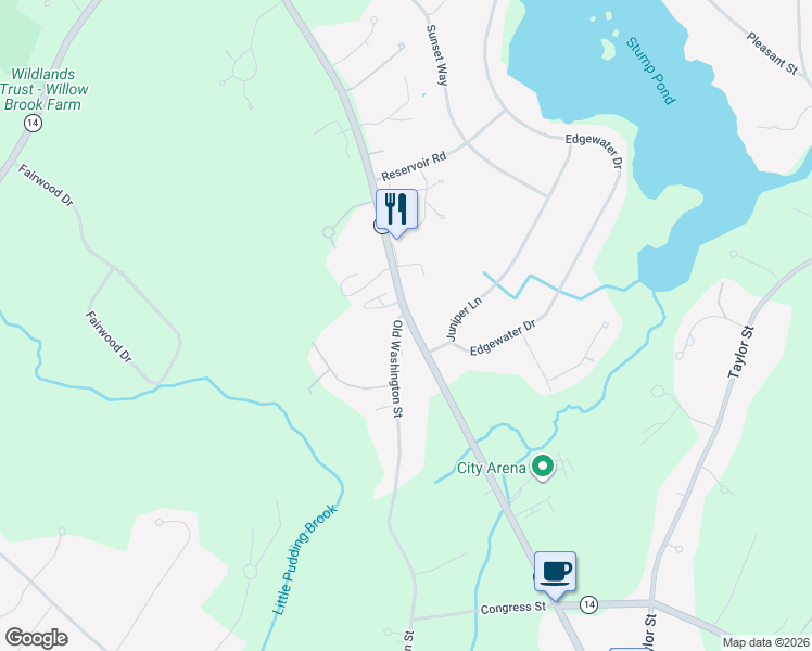 map of restaurants, bars, coffee shops, grocery stores, and more near 599 Washington Street in Pembroke