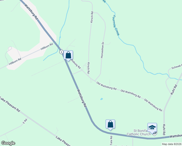 map of restaurants, bars, coffee shops, grocery stores, and more near 8991 Kirsch Rd in Erie