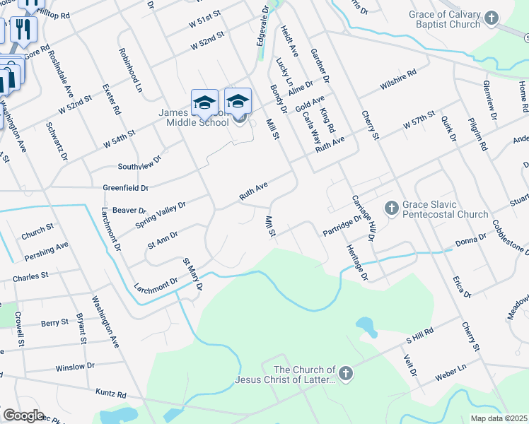 map of restaurants, bars, coffee shops, grocery stores, and more near 913 Tory Dr in Erie