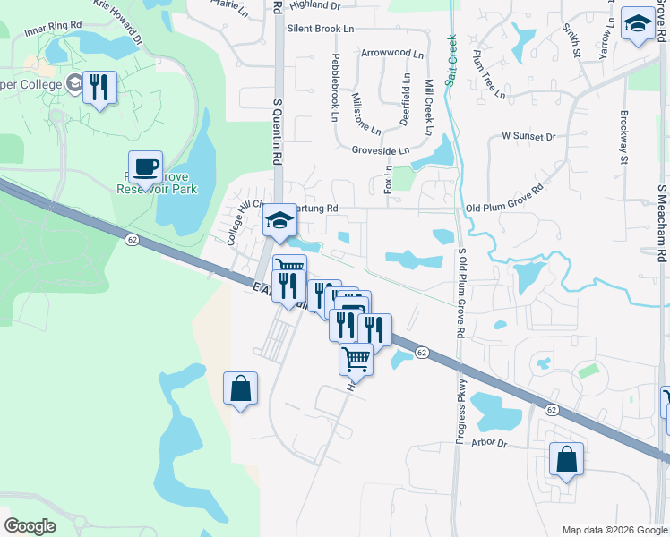 map of restaurants, bars, coffee shops, grocery stores, and more near 807 Blaine Court in Schaumburg