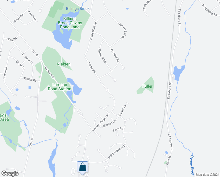 map of restaurants, bars, coffee shops, grocery stores, and more near 58 Forge Road in Sharon