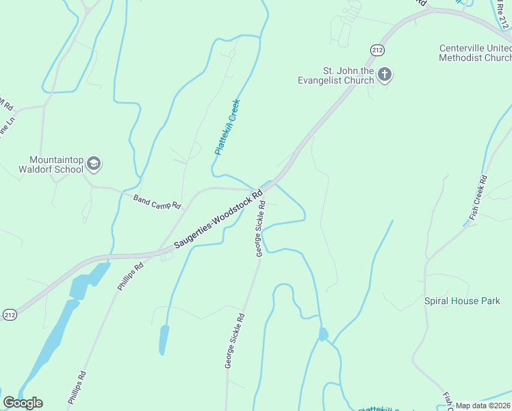 map of restaurants, bars, coffee shops, grocery stores, and more near 1047 Saugerties-Woodstock Road in Saugerties