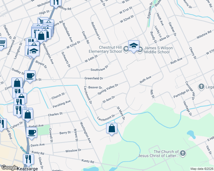 map of restaurants, bars, coffee shops, grocery stores, and more near 1169-1179 Spring Valley Dr in Erie