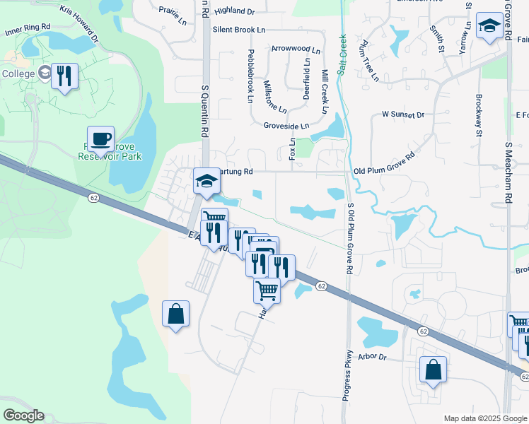map of restaurants, bars, coffee shops, grocery stores, and more near 807 Blaine Court in Schaumburg